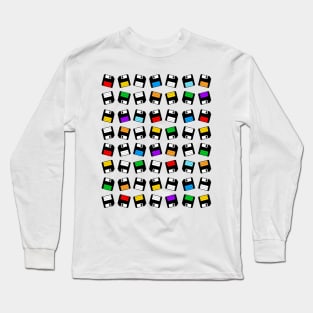 Retro Floppy Disk Pattern Long Sleeve T-Shirt